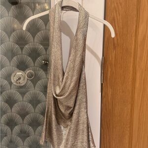 Ramy Brook Gold Metallic Halter Top